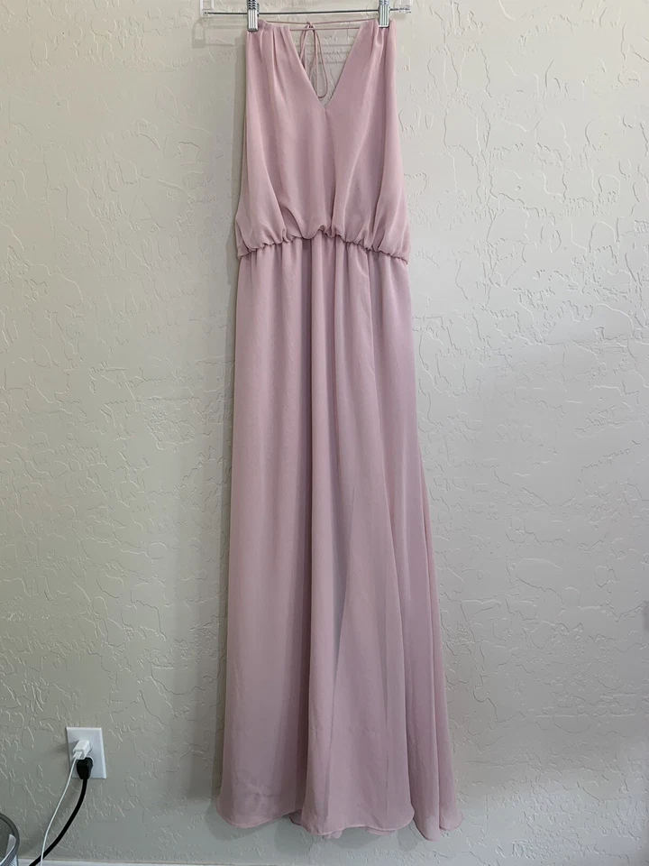 Wtoo 307 尺寸 6 玫瑰伴娘婚礼礼服礼服超长雪纺吊带 5670 — 第 2/4 张图片