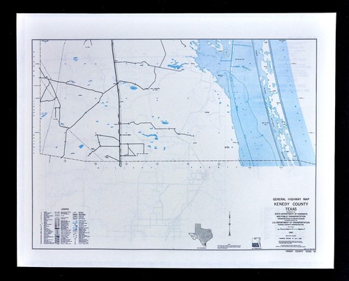 Texas Map - Kenedy County San Padre Island National Seashore Ranches Oil Fields