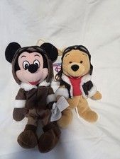 Disney Store Pilot Mickey  Disney Store Pilot Pooh 8" Mini Bean Bag Plush.