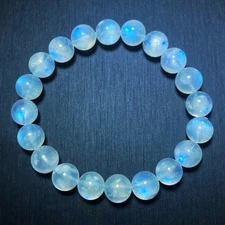 9mm Natural Moonstone Strong Blue Light Crystal Beads Bracelet AAA 2461