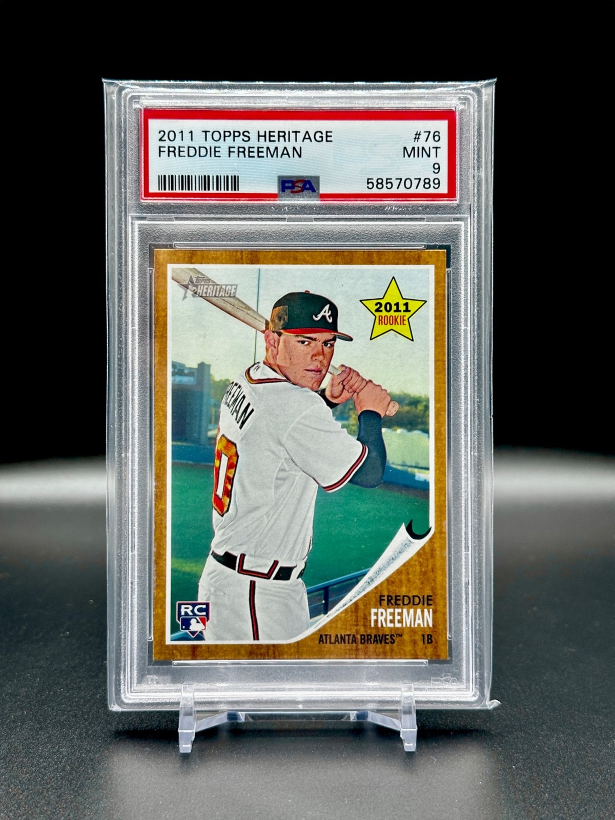 2011 Topps Heritage Freddie Freeman #76 Rookie RC PSA 9 MINT Dodgers, Braves view 1