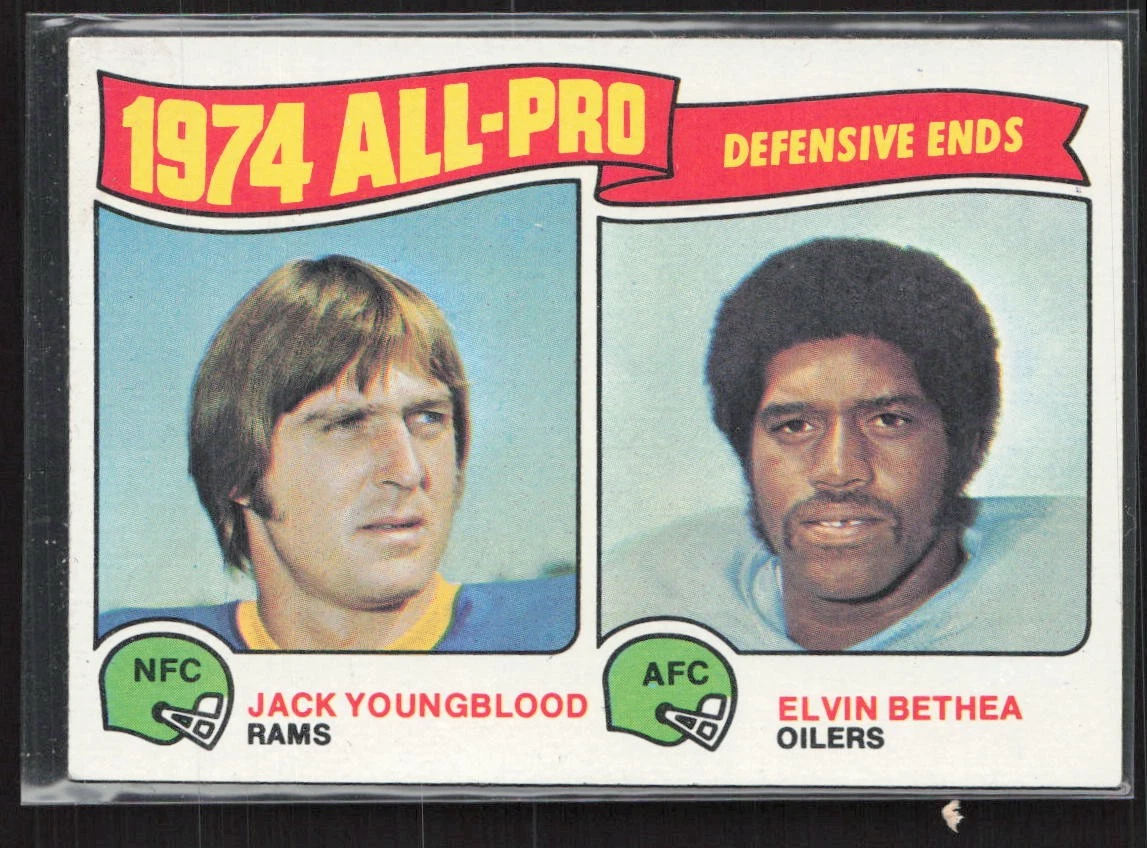 1975 Topps #213 1974 All-Pro Defensive Ends (Jack Youngblood / Elvin Bethea)