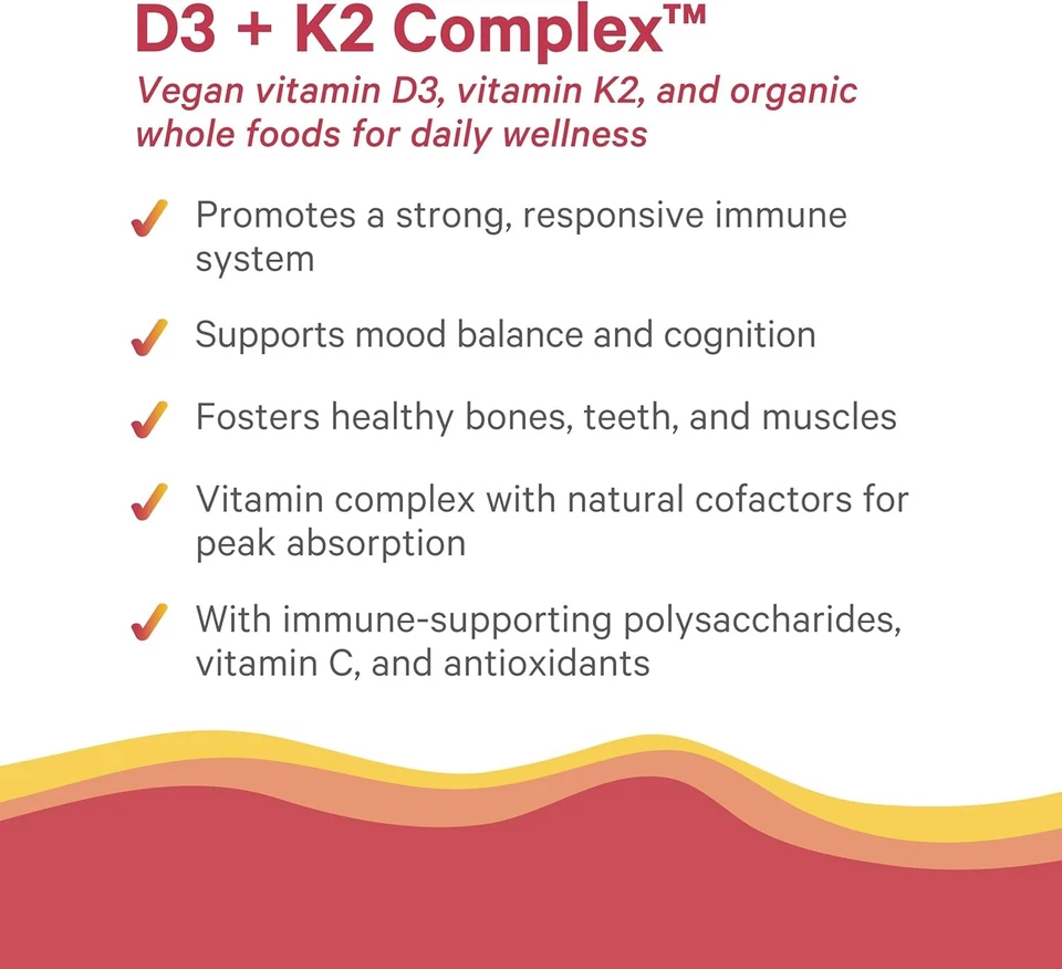 Complejo Orgánico D3 + K2 | Vitamina D3 K2 Vegana Salud Ósea, Cerebral e Inmune Foto 4 de 4