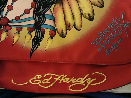 ED HARDY INDISCHE DAMEN IN HEADRESS ROT SCHULTER-/UMHÄNGETASCHE BRANDNEU! - Bild 8 von 15