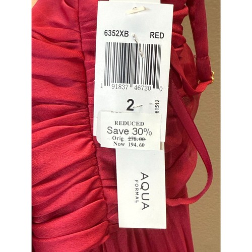 Aqua Women's Red Pleated Chiffon Maxi Gown Dress NWT - Picture 9 of 11