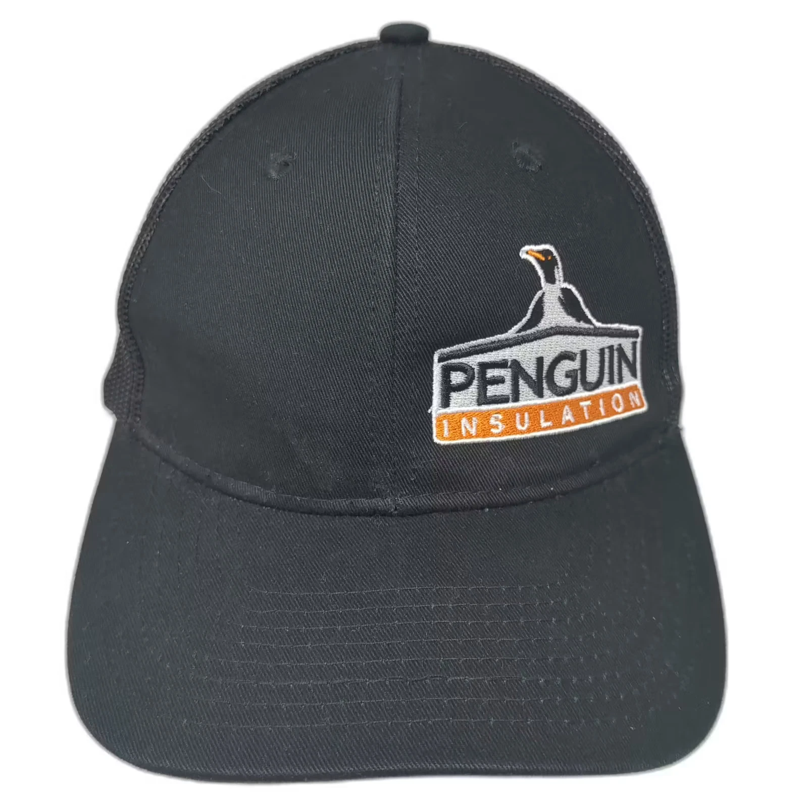 Port Authority Trucker Hat Black Orange OS Penguin Insulation Logo Mesh Snapback