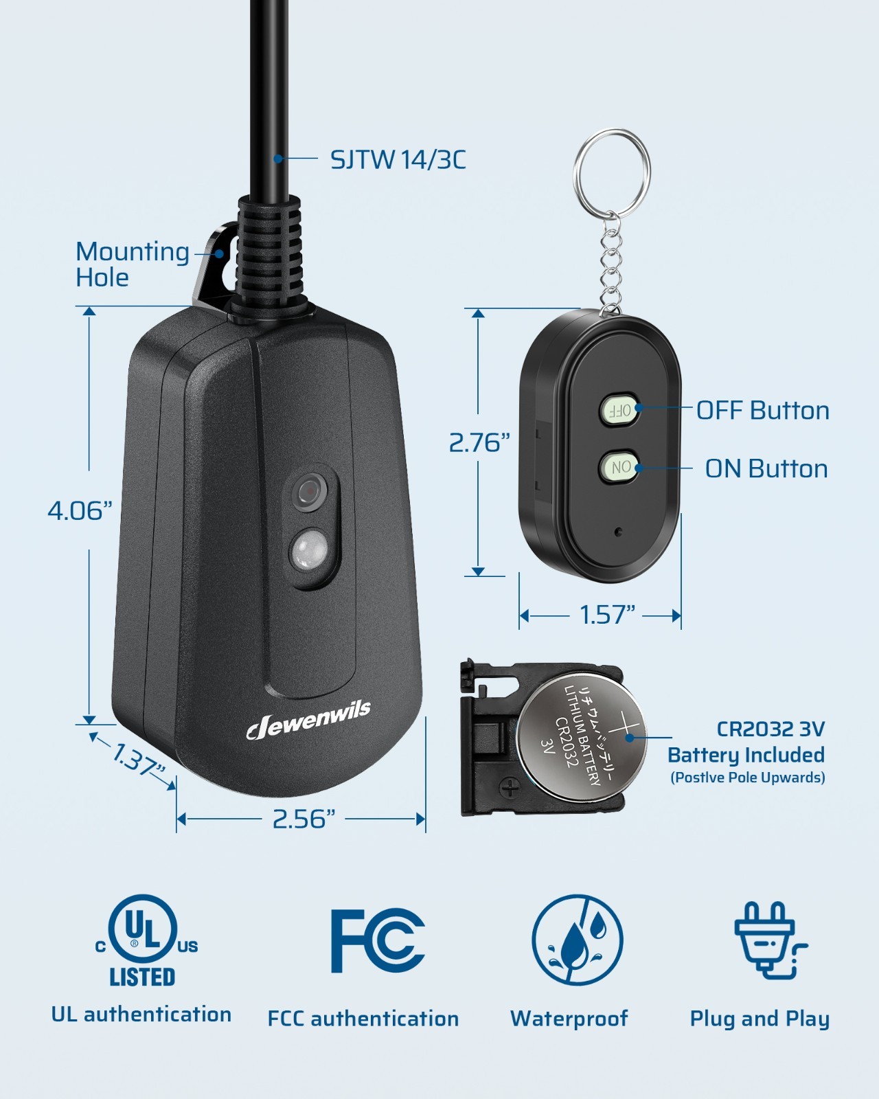 DEWENWILS Weatherproof Remote Control Outlet,for Christmas & String Lights,100ft