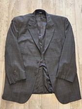 46R Men's Jos. A. Bank Blazer Windowpane Gray 100 Wool 2 Button Sport Coat