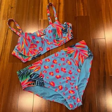 Tabitha Brown x Target Bikini Swim Two Piece Set Printed Tropical Plus 16W 1X