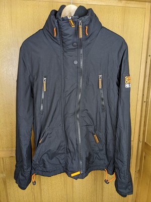 Superdry Windattacker Jacke Damen S Blau Kapuze Triple Zip Windbreaker Mantel