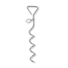 Dog Tie-Out Stake, Durable Spiral Anchorstake, Secure Medium, 16 Inch Silver