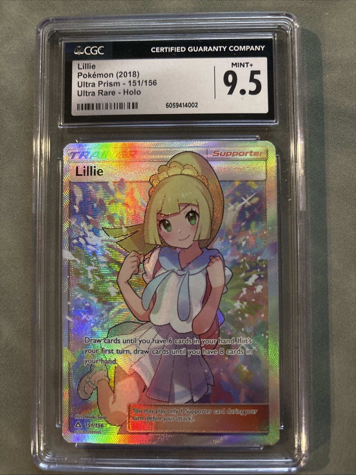 Pokemon CGC 9.5 Lillie #151 Ultra Prism 2018 ULTRA RARE - HOLO 151/156