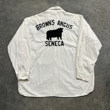 VTG 60s 50s Chain Stitch Uniform Shirt Button Up XL Cow Seneca Sanforized