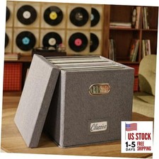 Decorative Vinyl Record Storage Box for 50 Single Records - Single Box Grey