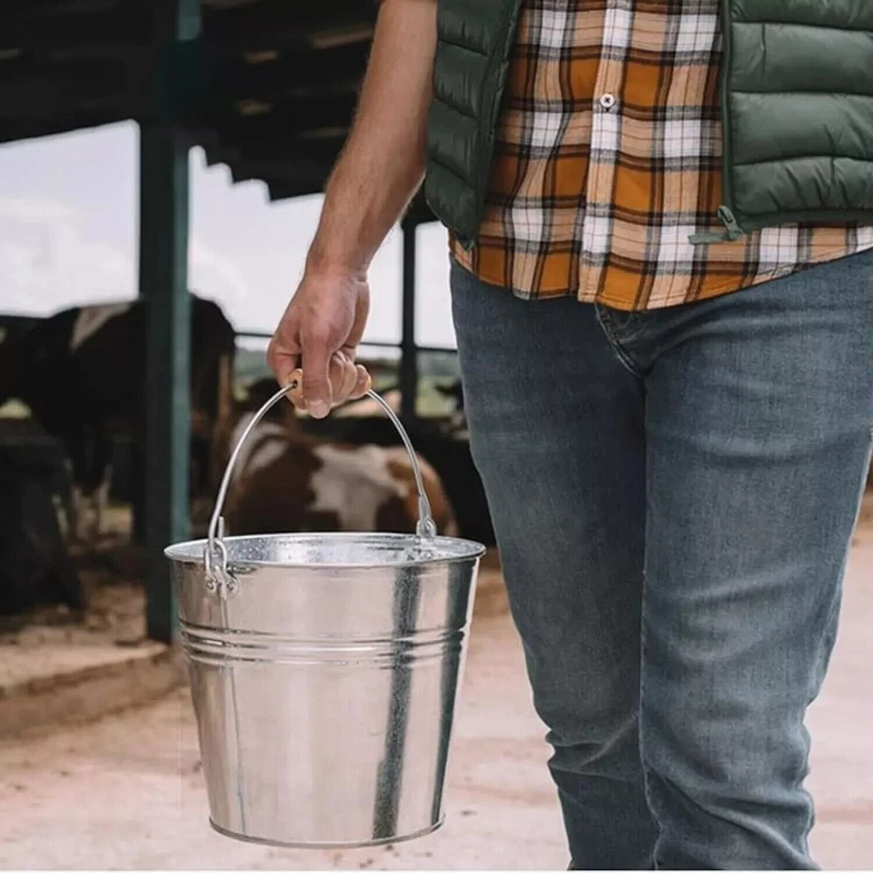 10L Schwerlast Metall Eimer Verzinkter Stahl Stark Mit Holzgriff - Bild 2 von 4