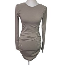 New American Eagle Womens Small Long Sleeve Open Back BodyCon Dress w Thumbholes