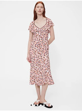 NWT Gap Studio $148 XL Crepe Animal Print Midi Dress Flutter Sleeve Empire Waist