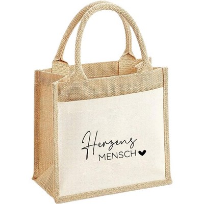 Jute bag heart man gift bag women shopping bag made of jute 22x14x26...
