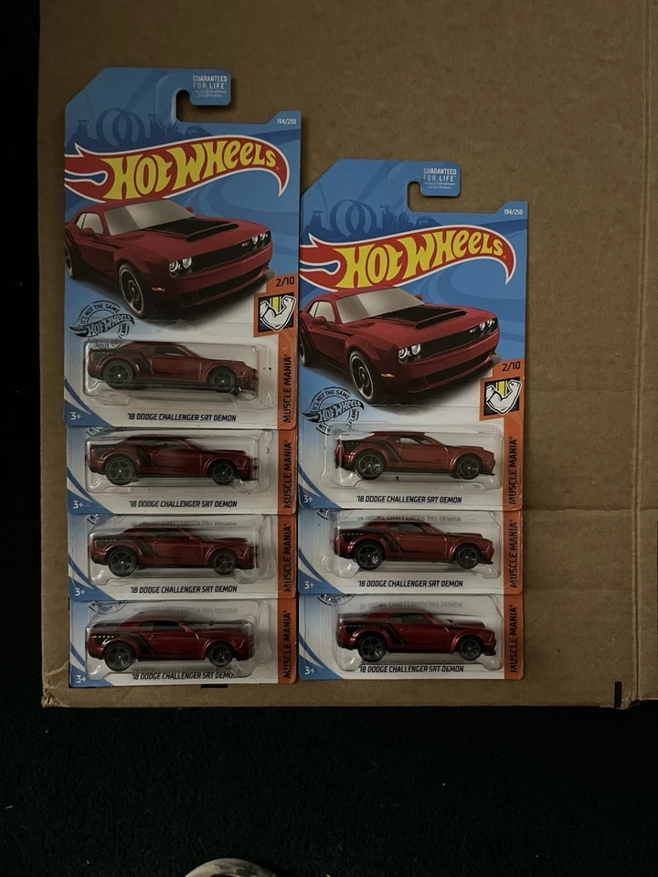 7x Hot Wheels 2019 Muscle Mania '18 Dodge Challenger SRT Demon Maroon Lot - Image 2 of 4