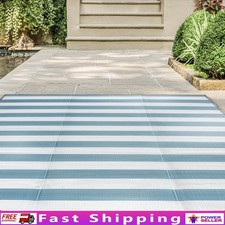 Waterproof Reversible Outdoor Rug Patio Camping Mat Striped Durable Easy Clean