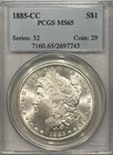 1885-CC MORGAN DOLLAR PCGS MS65 VERY PQ!