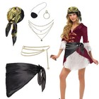 6pcs Women Pirate Accessories Costume Head Scarf Waist Belt Eye Patch Hallowe...