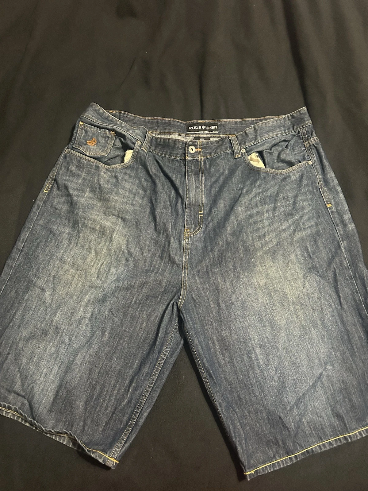 Sz-48 Retro Rocawear Shorts Men' Blue Medium Wash Shorts
