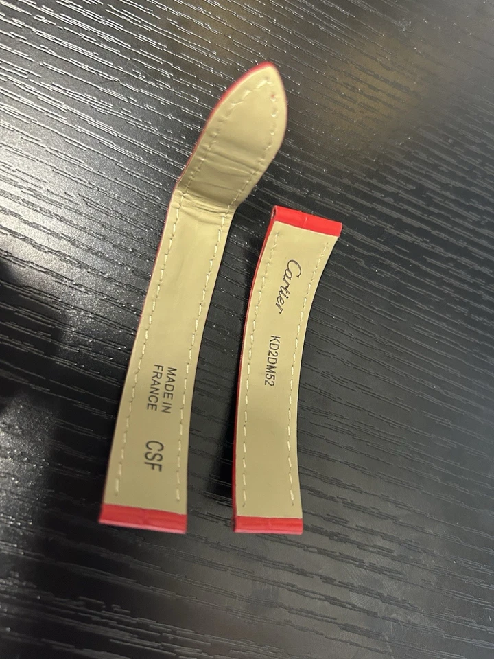 New Authentic Cartier 17.5-16mm Leather Red Strap - Image 4 of 4