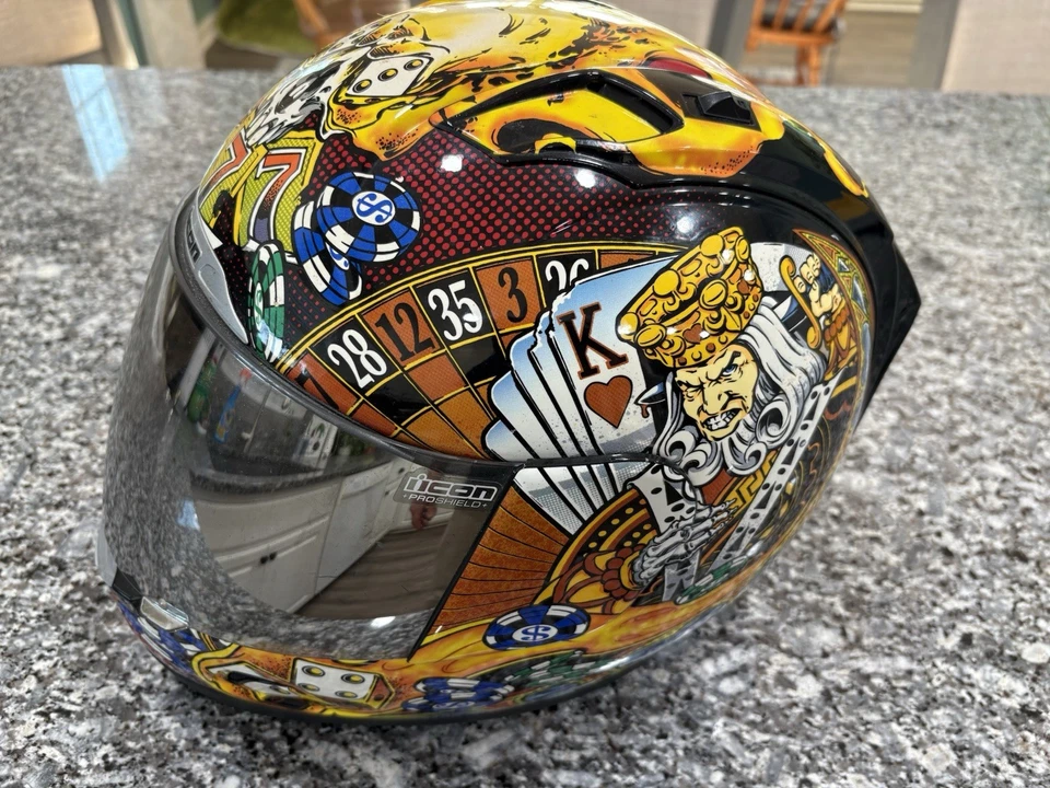 Icon Alliance Lucky Lid/Capacete de Rosto Completo/Viseira Espelhada/Grim Reaper/Tamanho XL - Imagem 2 de 4