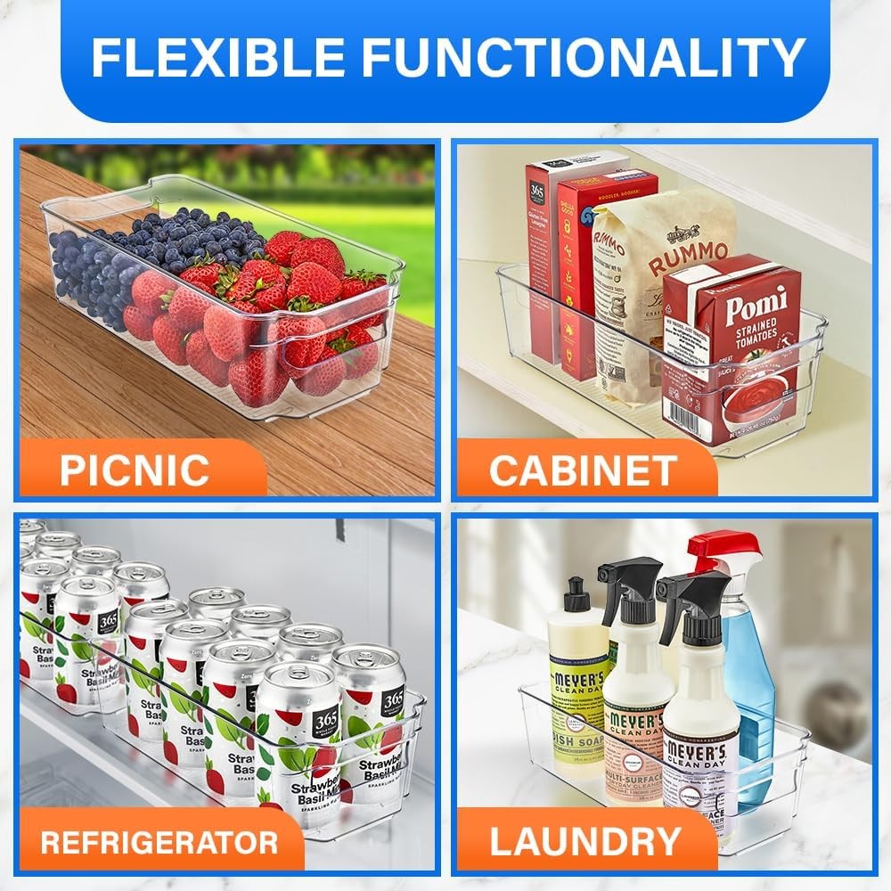 Lifemaster Pantry Organizers and Storage Bins - Stackable Clear 2 Pack, 