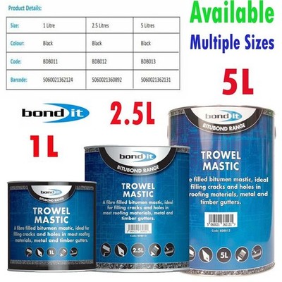 Bond It Kelle Mastixfaser gefüllt Bitumenfarbe Dachreparaturmasse - 1/2,5/5L