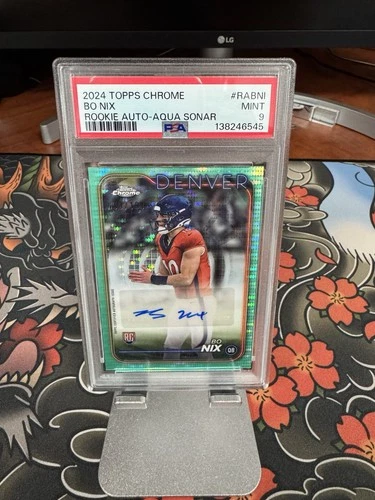 2024 Topps Chrome - Rookie Autographs Bo Nix #RA-BNI Aqua Sonar Refractor /199