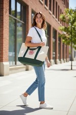 Trader Joe  s Canvas Tote Bag - Large Green Limited Edition - NEW with TAGS