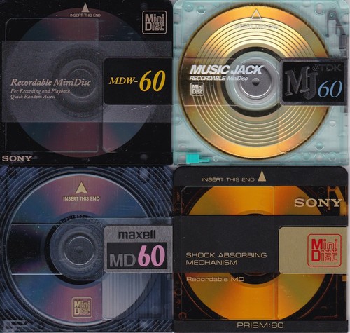 Quartett frühe 60-minütige Minidiscs von Sony, TDK und Maxell schneller US-Versand