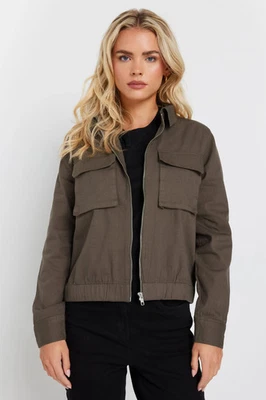 M&Co Petite Women's Collared Cotton Twill Jacket - Image 1 of 4