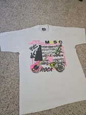 Vtg 1989 New Orleans Music Graphic T-Shirt Sz Large Screen Stars Best Single 