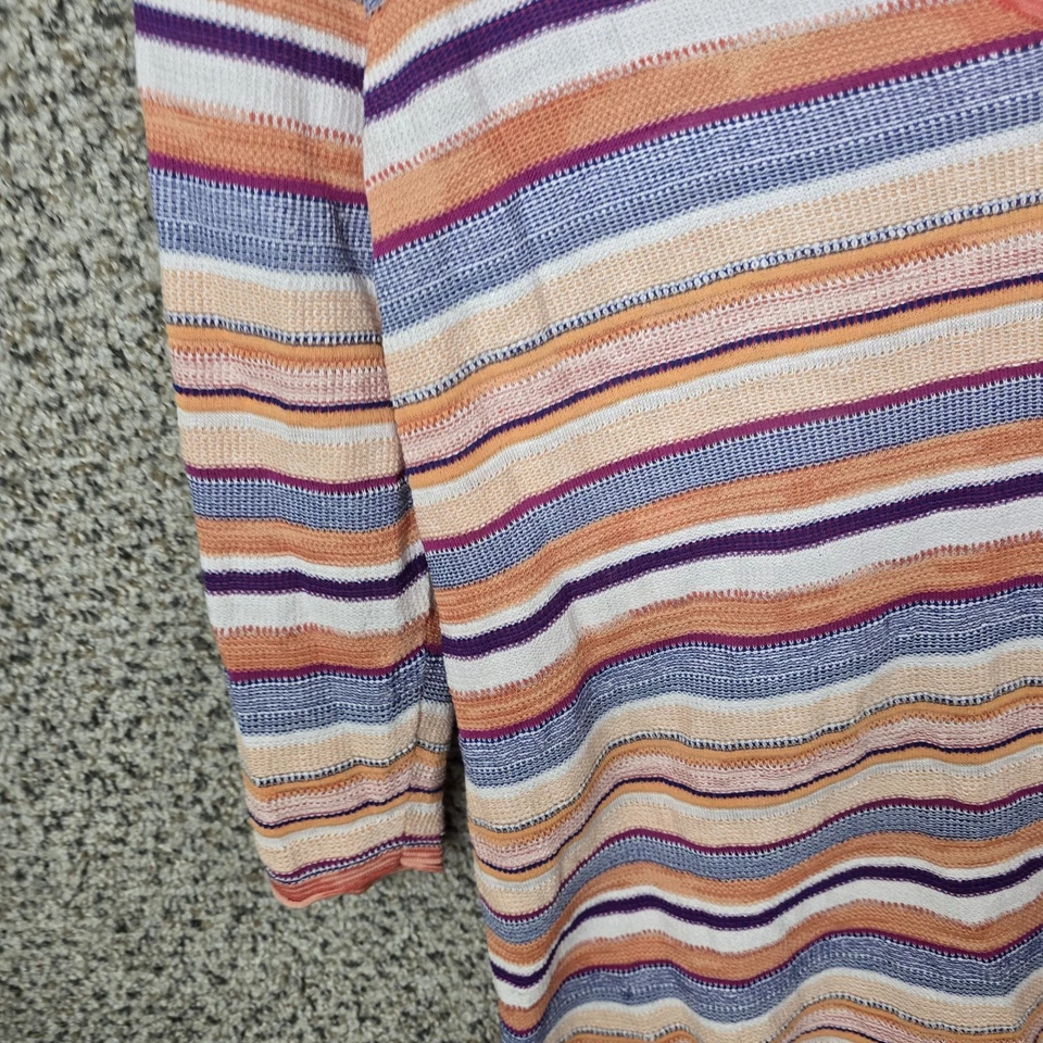 Chicos Top Mujer 3 US XL Naranja Rayas Cuello en V Tejido Abierto Pullover Informal Damas Foto 3 de 4