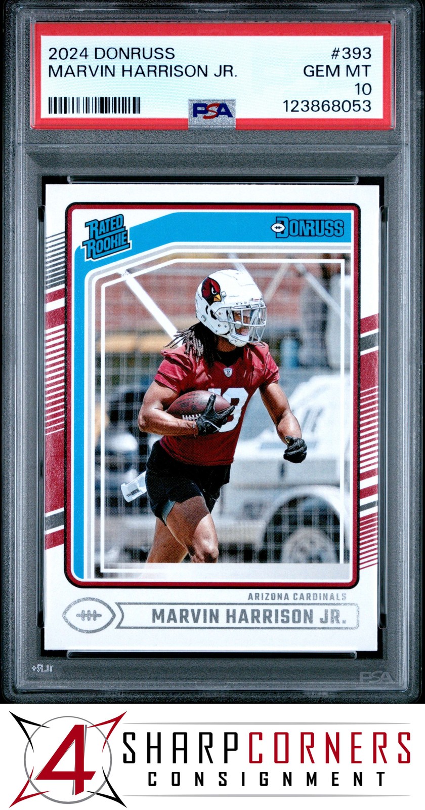 2024 PANINI DONRUSS #393 MARVIN HARRISON JR. RC RATED ROOKIE PSA 10 view 1