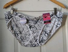MAIDENFORM BARELY THERE WHITE AND BLACK FLORAL BIKINI PANTY, SIZE 2XL/9