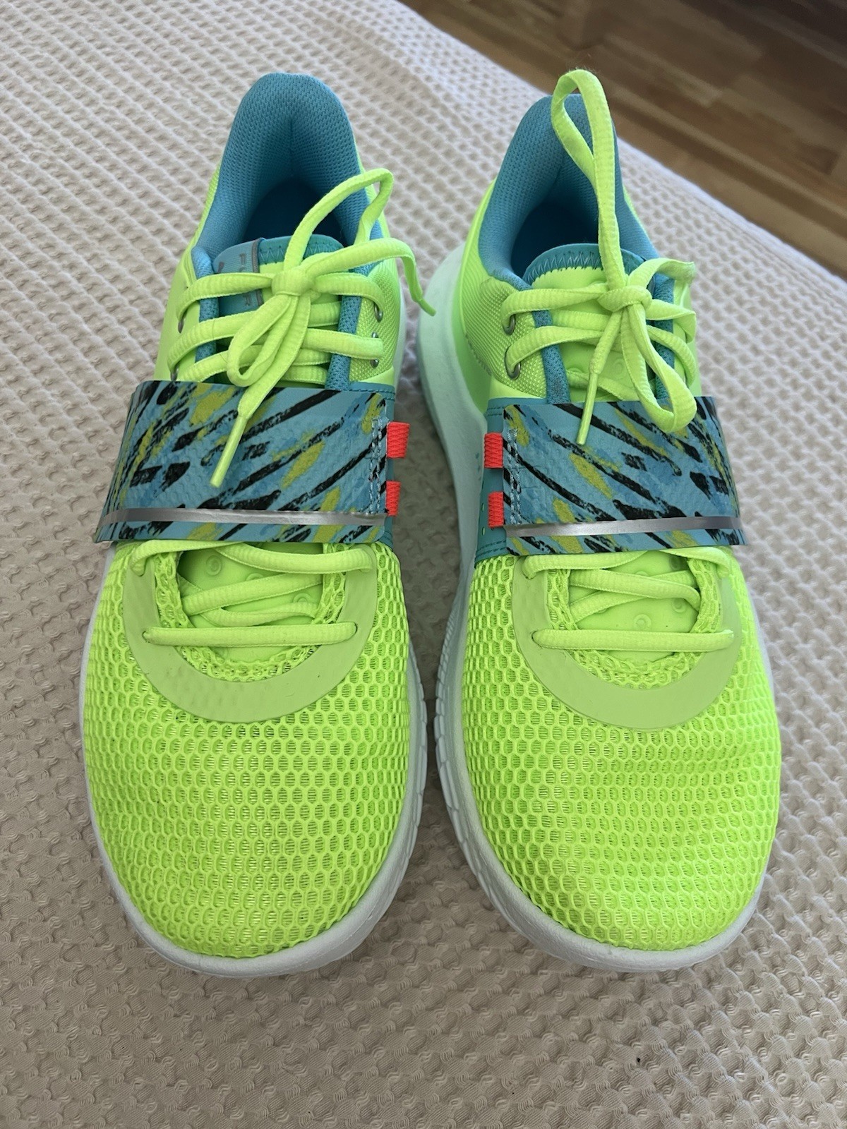 Under Armour Flow FUTR X Men's Basketball Shoes Yellow Blue White Mesh Low Top thumbnail 5