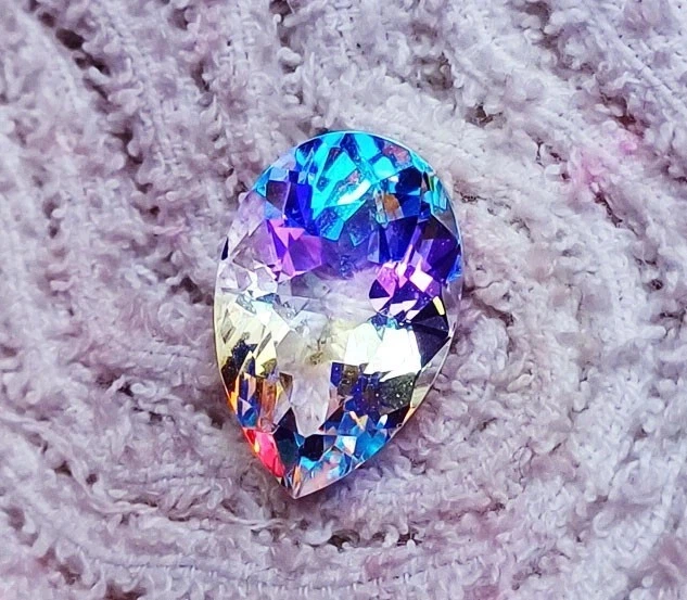 Mystic Quartz Rainbow Color Loose Gemstone 30 Ct Certified Pear Cut - Image 2 of 4