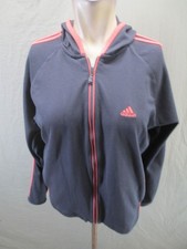 Adidas Size M Womens Black Hooded Pockets Full Zip Activewear Sport Jacket 543