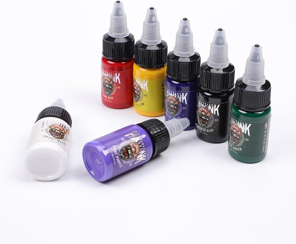 Dynamic Tattoo Ink Kit - 7 Rich Colors in 15ml Bottles for Masterful Art