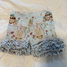 Girls Posh Peanut Ruffle Shorts Disney Princess Print Light Blue Sz 2T Bamboo