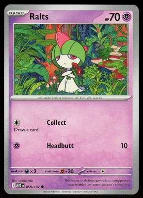 Ralts 058/132 Common Mega Evolution Pokemon Near Mint