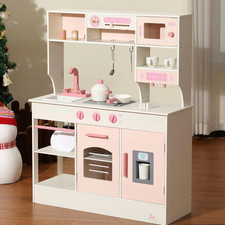 Juego Cocina para Niños, Juego de Cocina de Madera con Luces y Sonidos, Máquina de Hielo, O