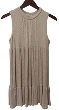 Sadie & Sage Womens M Beige Tiered Boho Midi Babydoll Dress Flowy