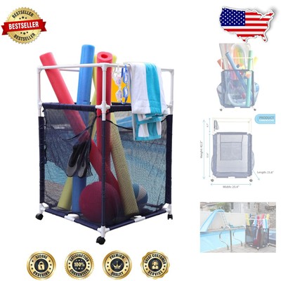 Rolling Pool Noodle Organizer with Lockable Wheels - 11.5 Cubic Feet Capacity