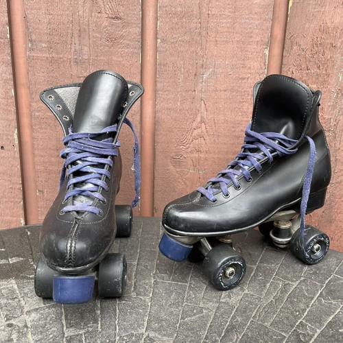 Vintage Roller Derby Black Leather Roller Skates Urethane Wheels SIZE 8 eBay