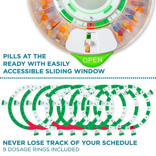 LiveFine 28-Day Automatic Pill Dispenser with LCD Display & Key Lock, Clear Lid - Picture 5 of 10
